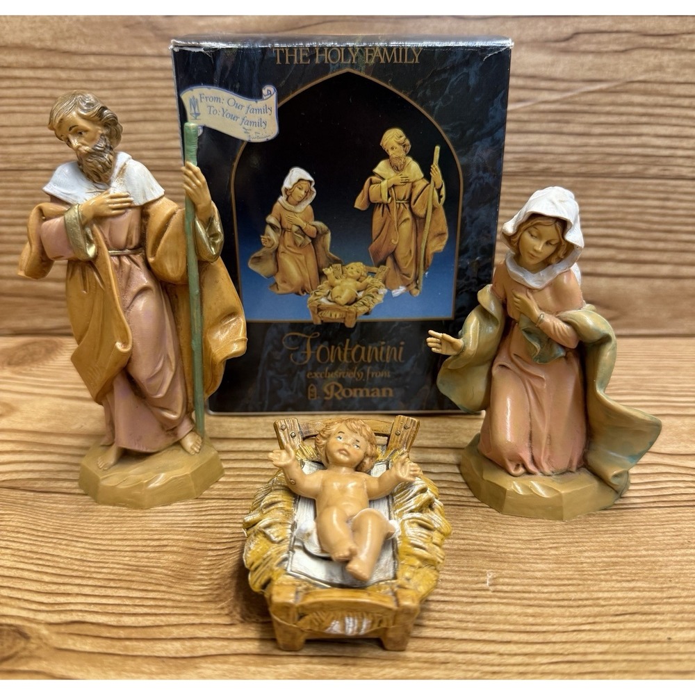 Vtg Fontanini Christmas Nativity Figures Holy Family Jesus Mary Joseph 4Pc Set